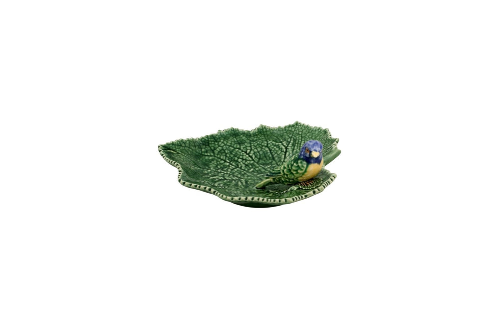 bordallo-pinheiro-countryside-leaves-blatt-mit-blauem-vogel